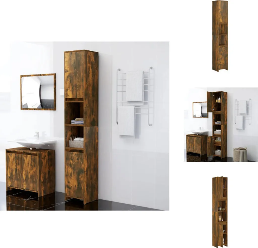 Mobiletto Bagno Alto 30x30x183,5 Rovere Fumé | vidaXL Salvaspazio