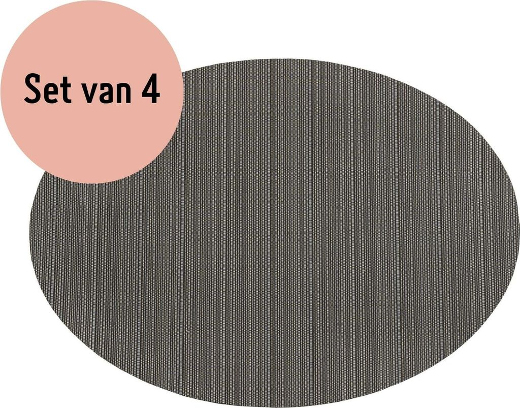 Krumble Tischsets - 4er Set - Oval - Tischsets - Platzsets - Untersetzer - Untersetzer - PVC - Grau - 32 x 45 cm