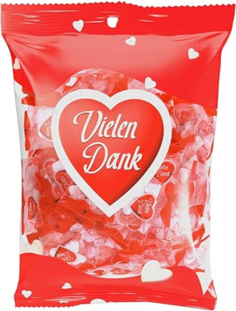 Tise Vielen Dank Herzen Traubenzucker einzeln verpackt 100 Stk. 650g