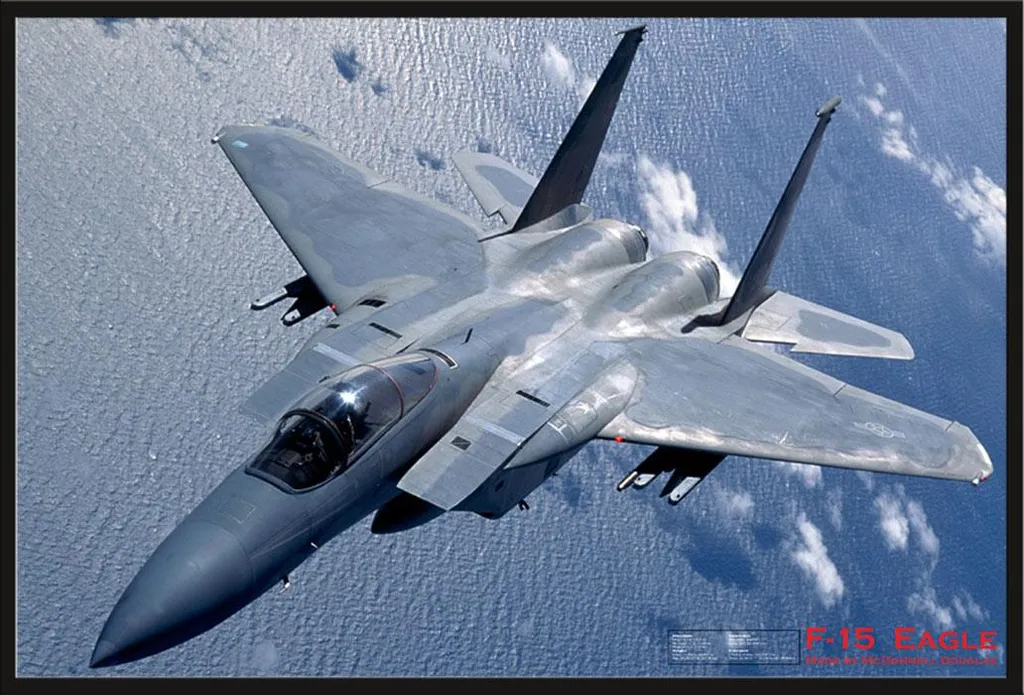 Cadre Shinsuke® Affiche F15 Eagle - Protection Acrylique et Cadre Noir