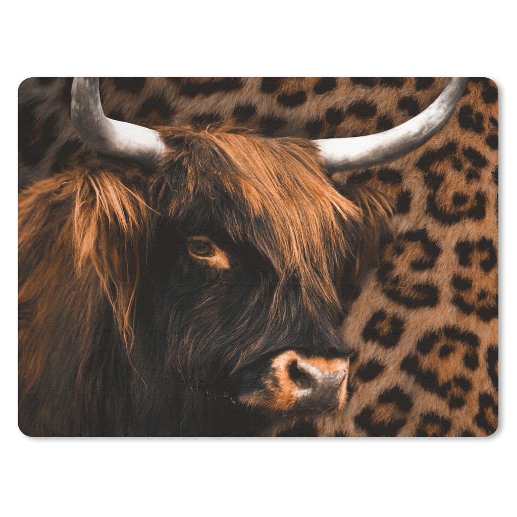 MuchoWow Mauspad Mousepad Schottischer Highlander - Schwarz - Pantherdruck 23x19 cm - Mousepads - Maus Mat - Pad - Mausunterlage - Schreibtischun...