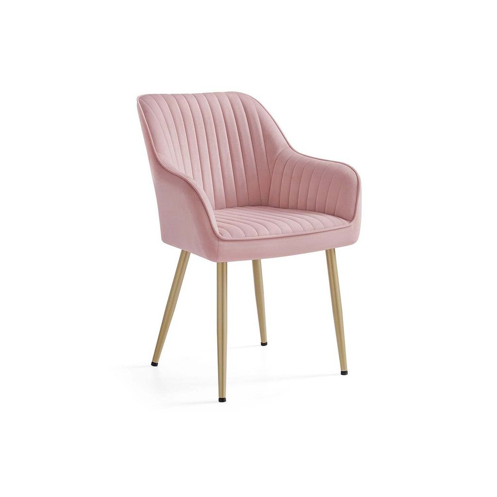 Rootz Velvet Chair - Blush Pink-Gold - Metallbeine - Holzplatte - Schaumstoffpolsterung - 60cm x 62.5cm x 85cm - Sitzkissen 7cm