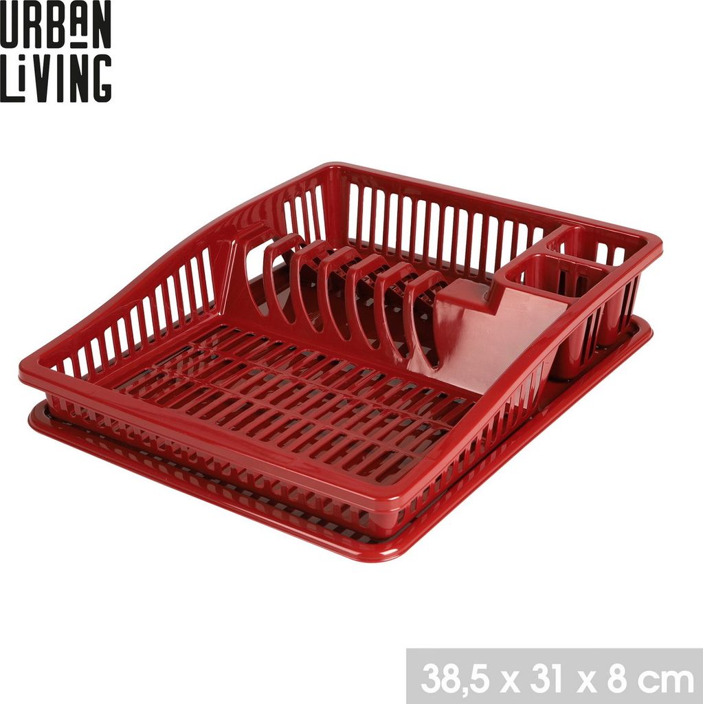 Urban Living Abtropfgitter 38,5 x 31 x 8 cm Geschirrablage 43219 Rot