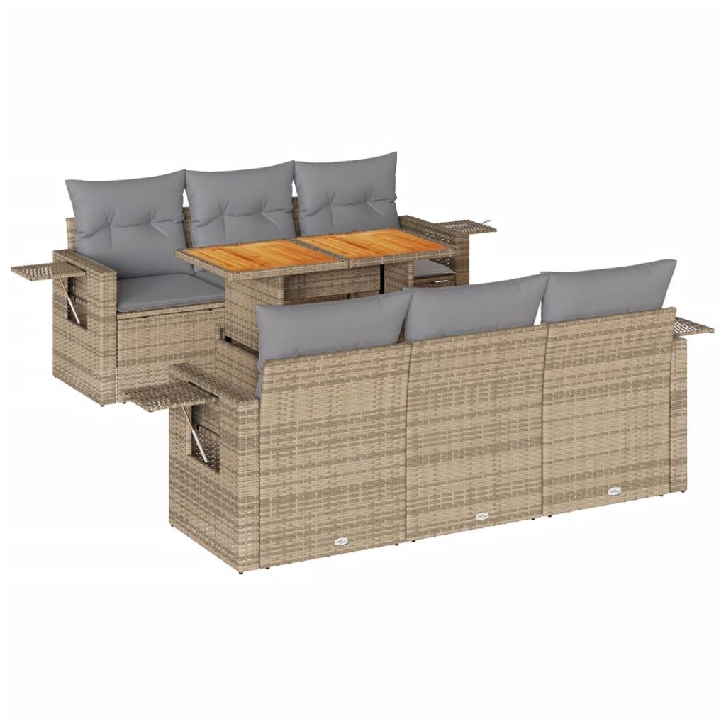 "im Sonderangebot" 7-tlg. Garten-Lounge-Set - elegantes Design - Sitzgruppe/Gartengarnitur - mit Kissen Beige Poly Rattan - Terassenmöbel DEMöbel...