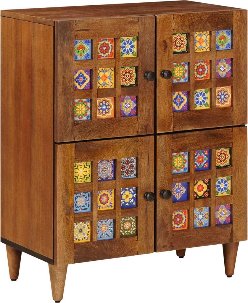 "Schlussverkauf" Sideboard, Kommode, Vitrine, Anrichte, mit Speicher Walnuss 60x33x75 cm Massivholz Mango C13815