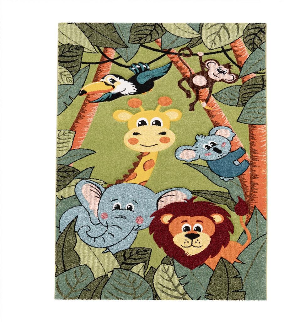 TT Home Kinderzimmer Teppich Dschungel Zoo Tiere Giraffe Produktbild 