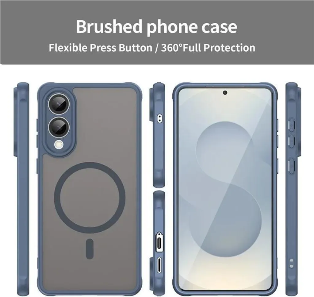 Custodia MagSafe per Samsung Galaxy S25 Edge - Cover posteriore Phonesta AirFrost Semi-Trasparente - Blu opaco - 8