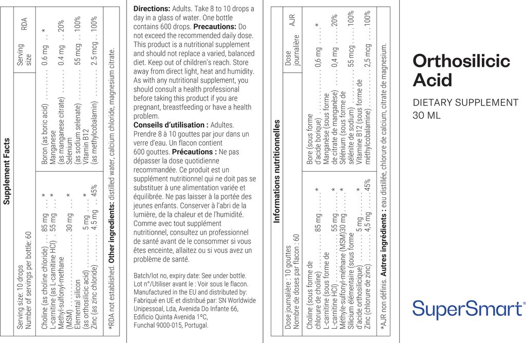 SuperSmart Orthosilicic Acid 5 mg Dietary Supplement - Flakon 30 mL