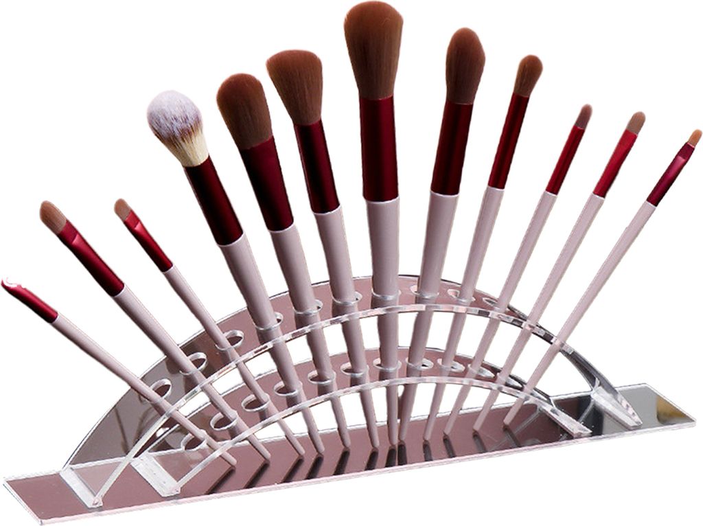 Make-up-Pinselhalter aus Acryl, Organizer für Haar- und Essstäbchen, große Kapazität, transparenter, gewölbter Präsentationsständer aus Acry...