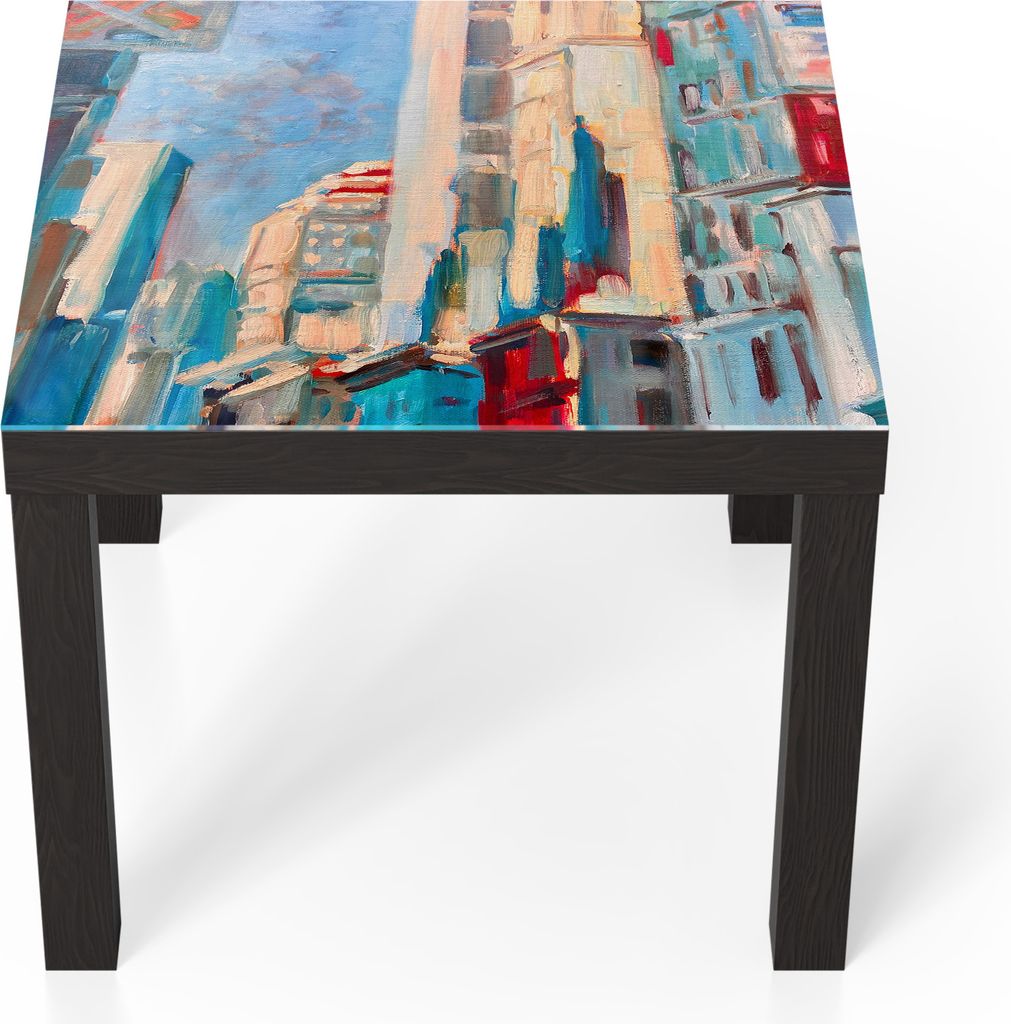 DEQORI Couchtisch 55x55 cm Schwarz 'Städtische Impulse' Glas Beistelltisch Glastisch modern