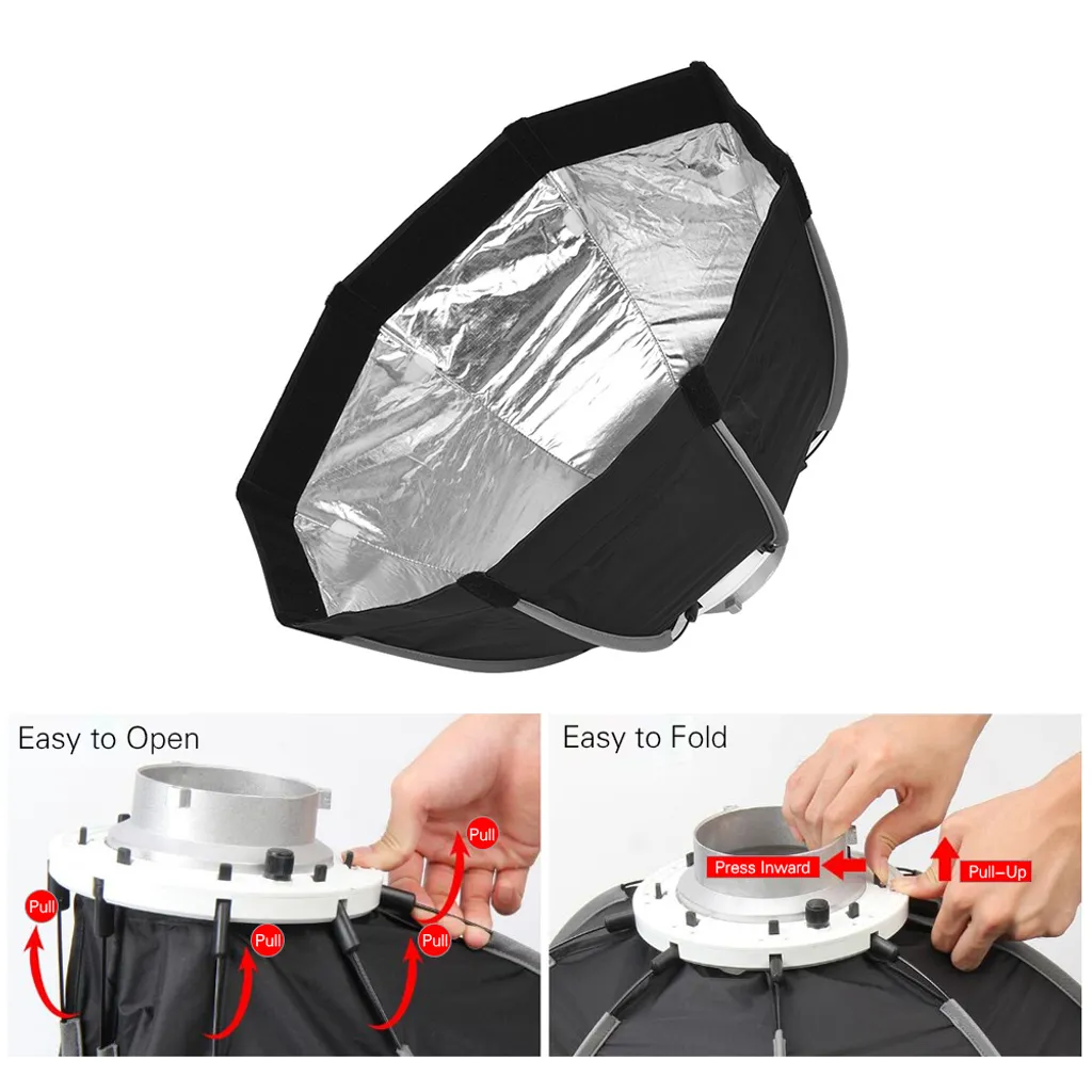 Boîte à Lumière Octogonale 55cm et Diffuseur Souple pour Flash Studio - 5