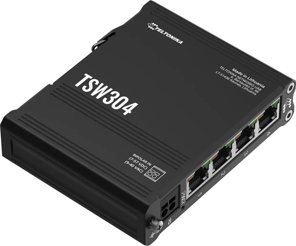 Teltonika TSW304 Switch Rete Nero - Compatto e Potente per Domotica