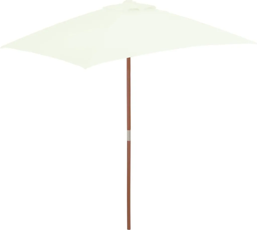 Parasol bois 150x200 cm blanc sable avec toile haute densité résistante