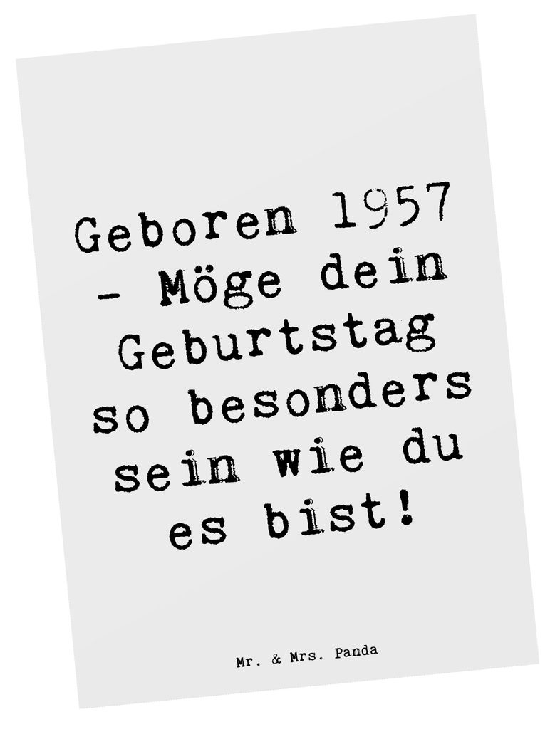 Mr. & Mrs. Panda Postkarte Spruch 1957 Geburtstag - Weiß - Geschenk, Geburtstagsgeschenk, Grußkarte, Alter, Postkarten, Ansichtskarten, Fotokarte...