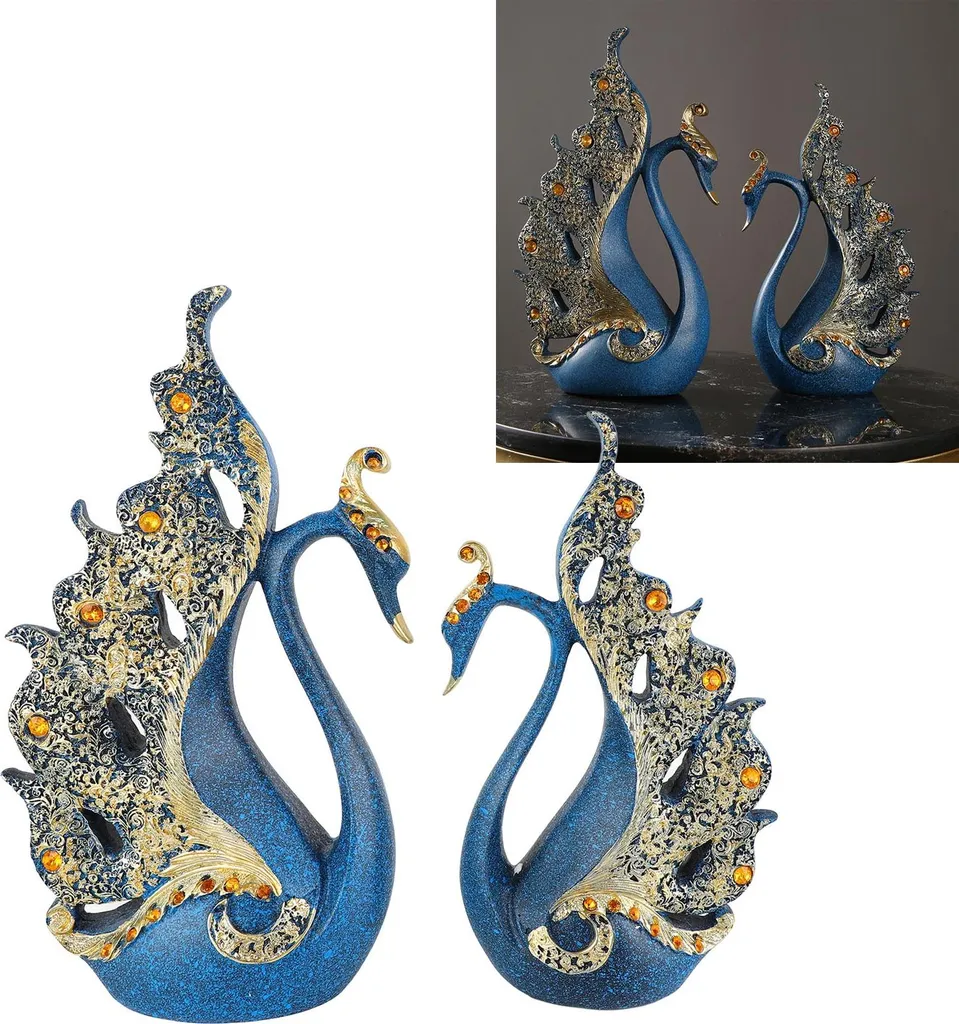 Cygnes décoratifs bleus - Cadeau de mariage idéal et déco de salon chic