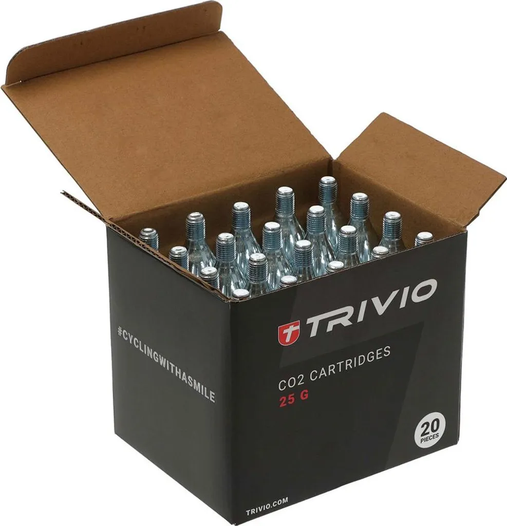 Recharges de CO2 filetées Trivio 25g pour gonflage vélo argent x20
