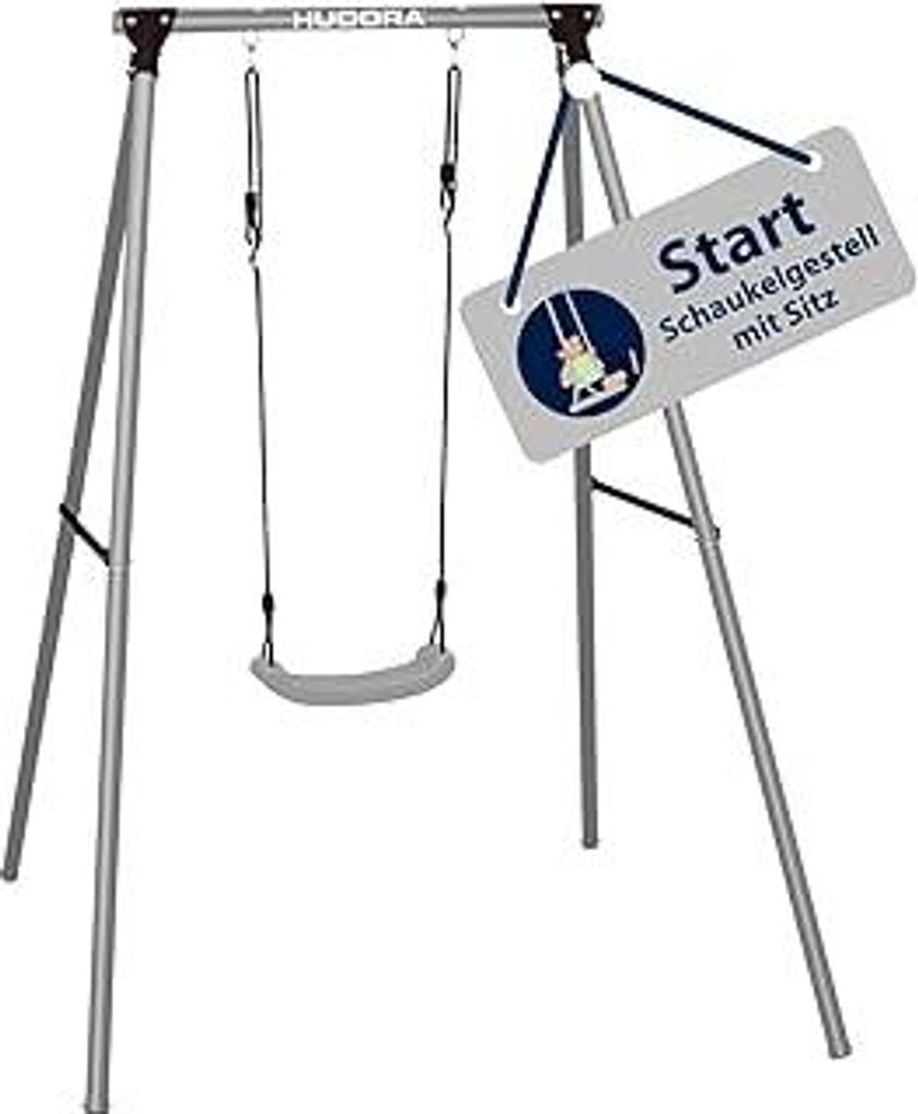 HUDORA Start Schaukelgestell inkl. Schaukelbrett - Wetterfeste Outdoor-Schaukel aus hochwertigem Stahl - Sichere Kinderschaukel für den Garten - S...