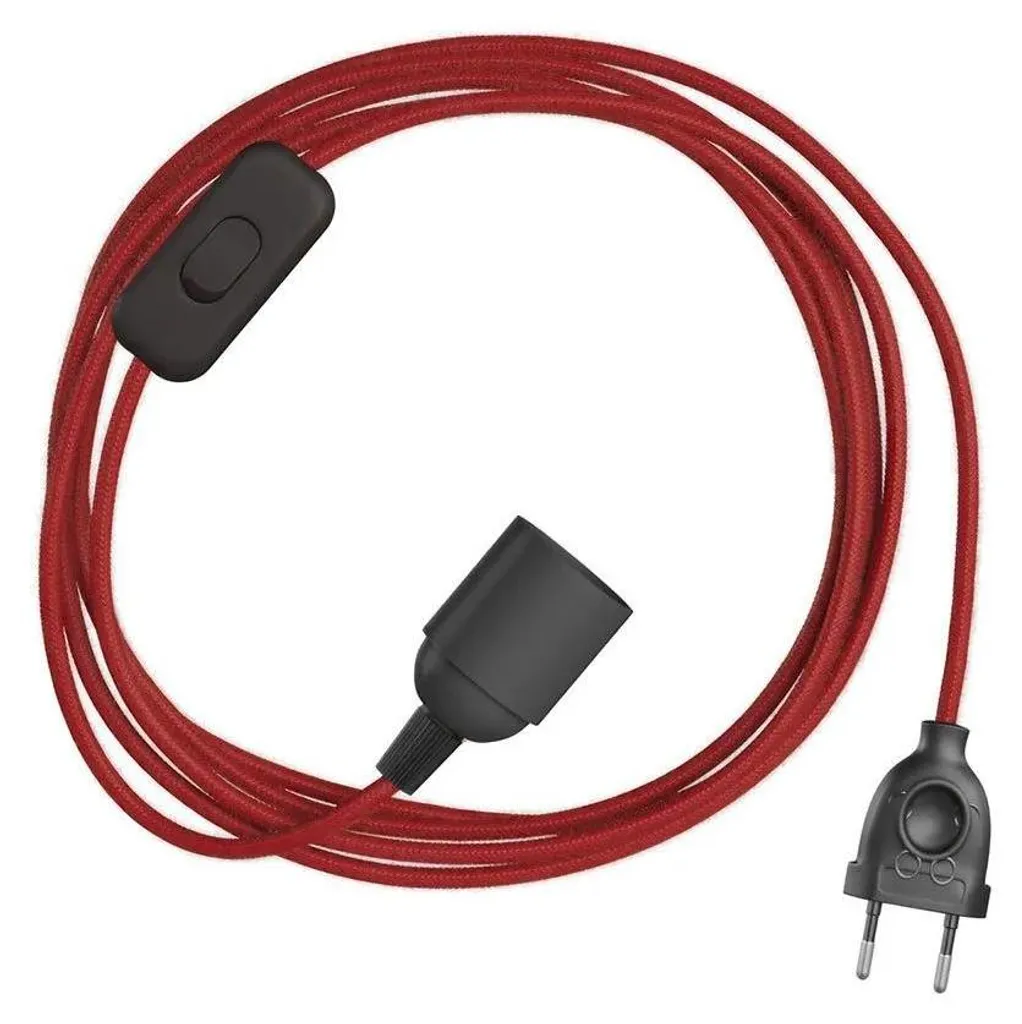 Câble Luminaire Rouge 3m avec Douille E27 Snakebis pour Lampe Design