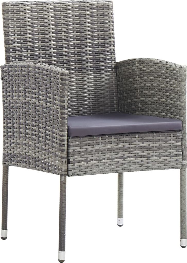 "WINTER SALE"Stuhl Terrasse - Gartenstühle mit Kissen in Dunkelgrau 2er set - Balkonmöbel - Campingstuhl elegantes Design - Grau Polyrattan - 52x...