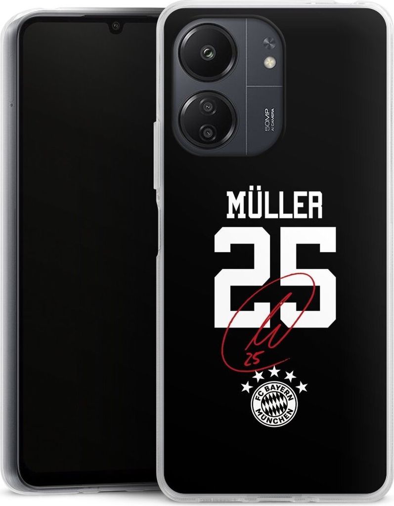 DeinDesign Handyhülle für Xiaomi Redmi 13C 5G Silikon Hülle Case Smartphone Schutzhülle FC Bayern München FCB Thomas Müller