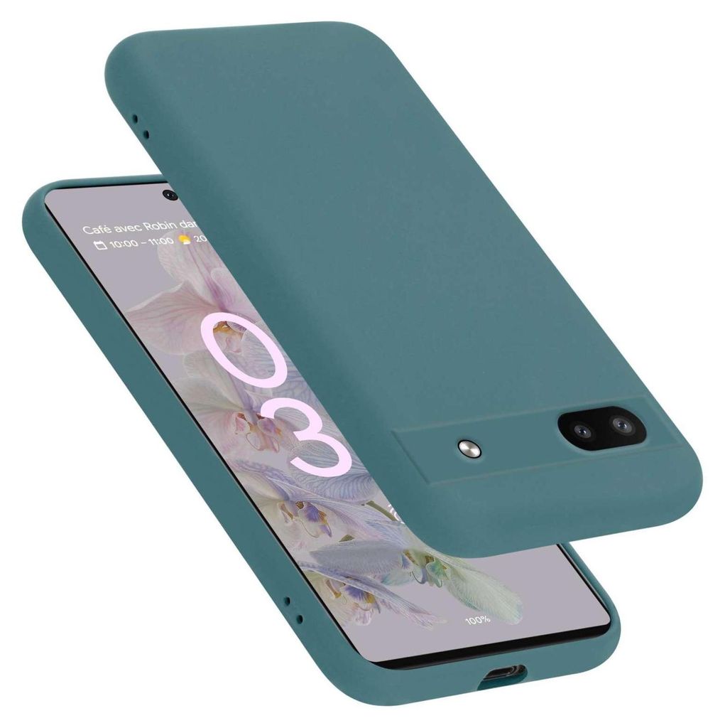 A teal phone case is shown diagonally over a smartphone.