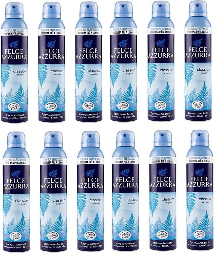 12x Felce Azzurra Classico Spray per Ambienti Sprays für Umgebungen Klassischer Talkum 250ml