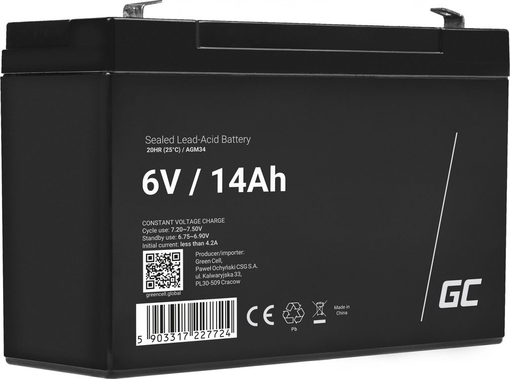 Green Cell AGM34 AGM batéria 6V 14Ah Obrázok produktu 