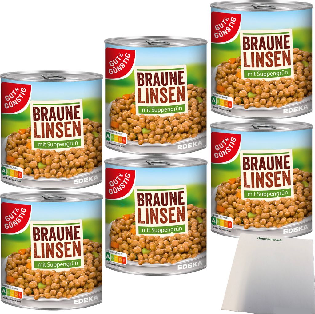 Gut & Günstig Linsen mit Suppengrün 6er Pack (6x800g Dose) Produktbild 