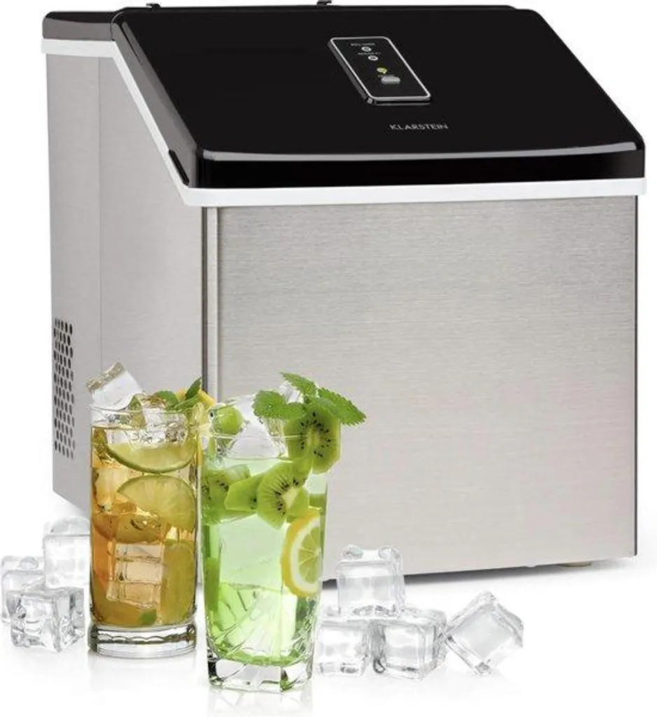 Machine à glaçons automatique en acier inox argent et noir 12kg