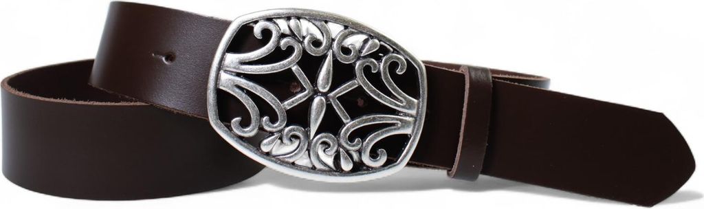 FRONHOFER Damen Ledergürtel 4 cm echt Ledergürtel florale Gürtelschnalle