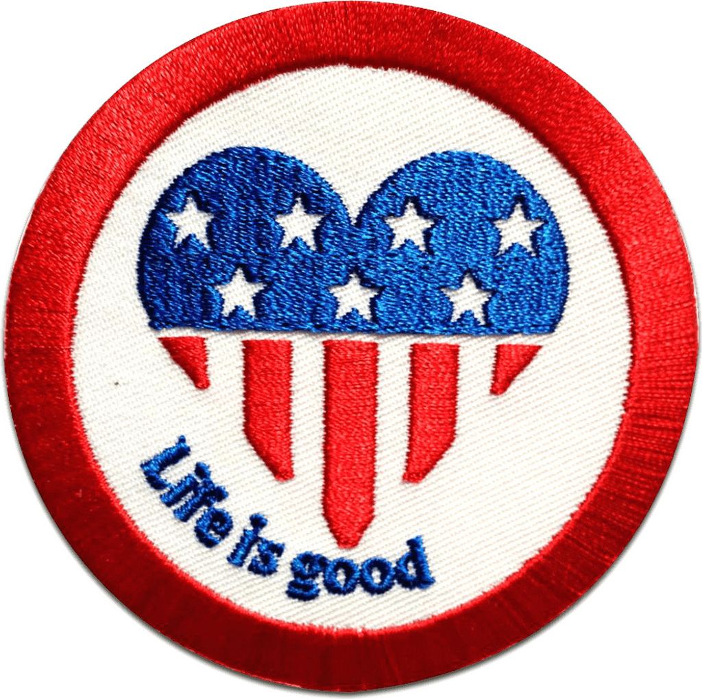 Usa Life Is Good! - Aufnäher, Bügelbild, Aufbügler, Applikationen, Patches, Flicken, Zum Aufbügeln, Größe: 7,5 x 7,5 cm