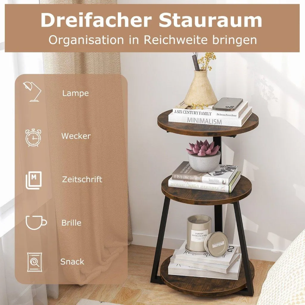Table d'appoint stable avec pieds réglables et structure métal noire - 5