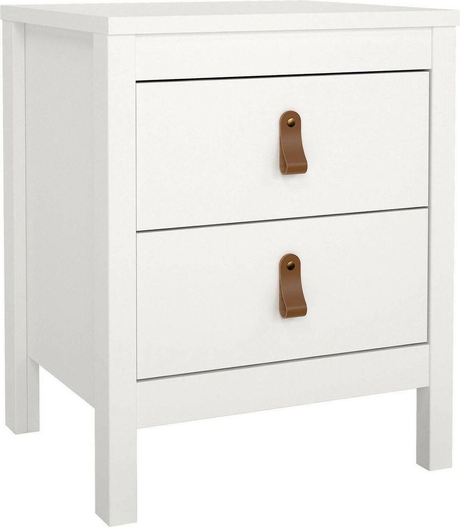 Dmora Nachttisch Janette 43,8x38,4x54,1 cm Weiß 2 Schubladen