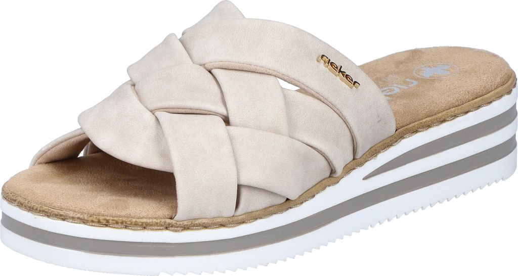Rieker Damen Keil-Pantoletten Beige Produktbild 