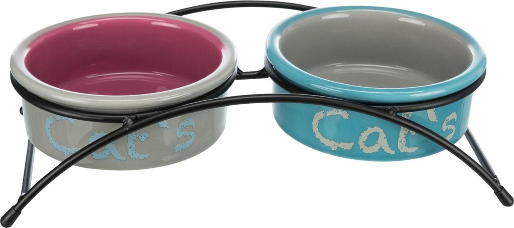 TRIXIE Napf-Set - hellgrau/altrosa/hellblau - 2 × 0,3 l/ø 12 cm/26 × 7 × 13 cm