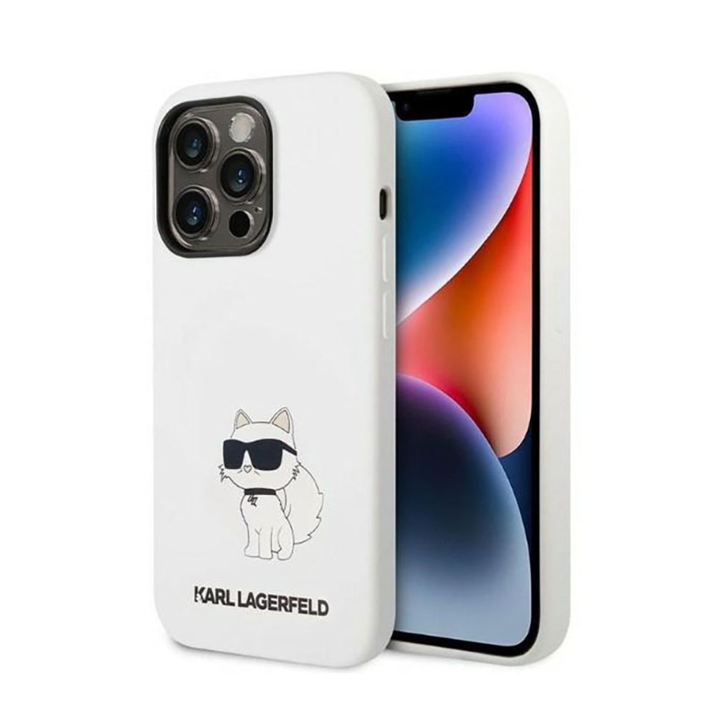 Karl Lagerfeld KLHCP14LSNCHBCH iPhone 14 Pro 6,1 Hardcase weiß/weiß Silikon Choupette Handyhülle