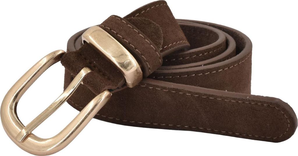 styleBREAKER Damen Echtleder Gürtel 3 cm | weiches Rindsleder Velours Optik | Edle Antik Gold Schnalle | Vintage Wildleder Look für Jeans & Kleid...