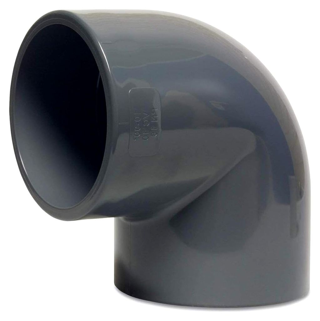 Winkel 90° PVC-U 25 mm Klebemuffe 16 bar Grau