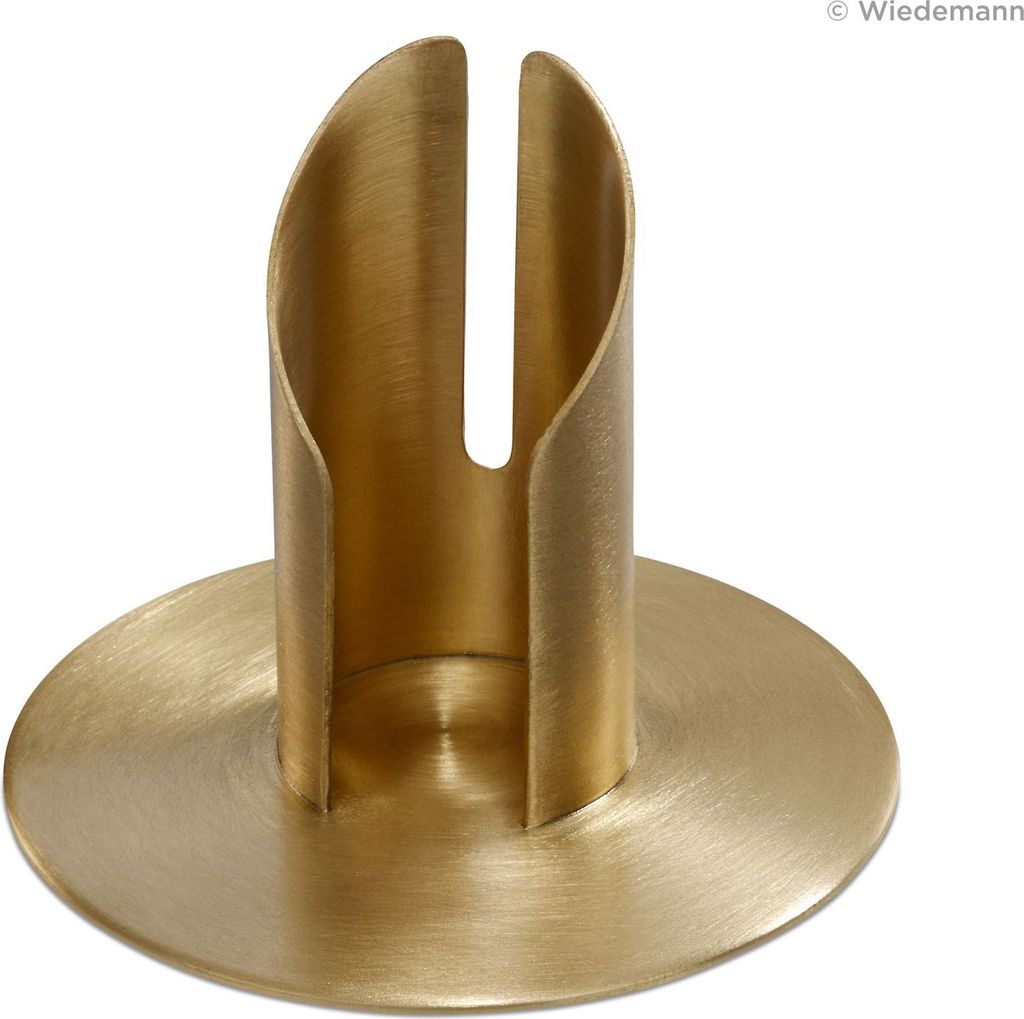 Kerzenleuchter goldfarben, für Kerzen D 5cm, satiniert, Messing, Aussen D 10cm, Höhe 9cm für Altarkerzen und Taufkerzen