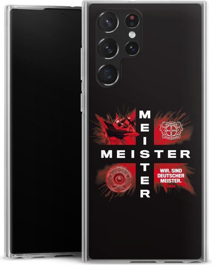 DeinDesign Handyhülle für Samsung Galaxy S22 Ultra Silikon Hülle Case Smartphone Schutzhülle Bayer 04 Leverkusen Meister Offizielles Lizenzprodukt