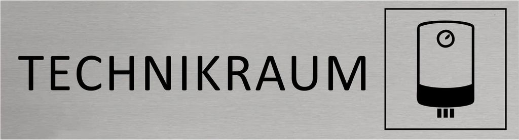 CombiCraft Aluminium Türschild Technikraum 165x45mm mit 3M-Tape zur Befestigung, einfache Kennzeichnung von Räumen und Bereichen