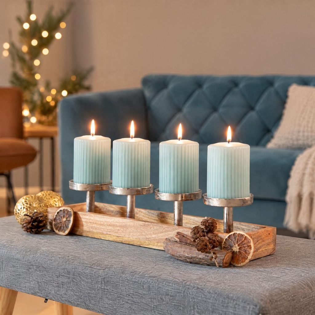 Adventskranz Holz Advent Kerzenhalter länglich modern Produktbild 