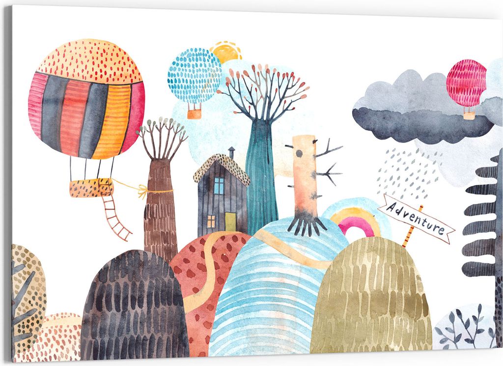 DEQORI Glasbild Echtglas 90x60 cm 'Illustration für Kinder' Wandbild Bild modern Deko