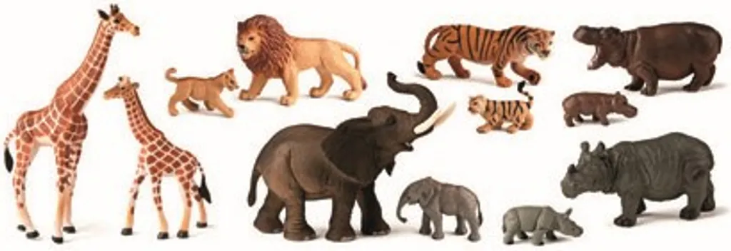 Miniland Figurines Animaux Sauvages et Bébés 12 Unités Multicolore