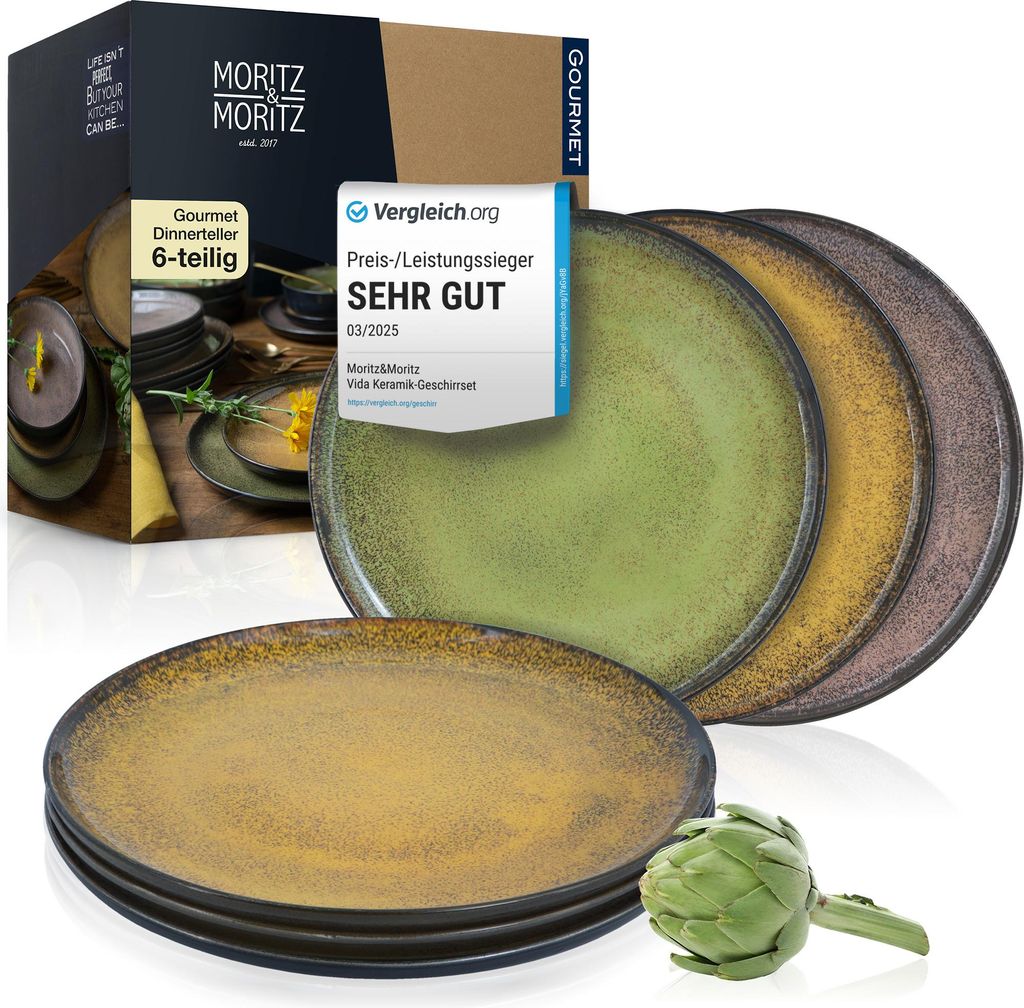 Moritz & Moritz VIDA 6tlg Dinner Teller Vintage Geschirr Set