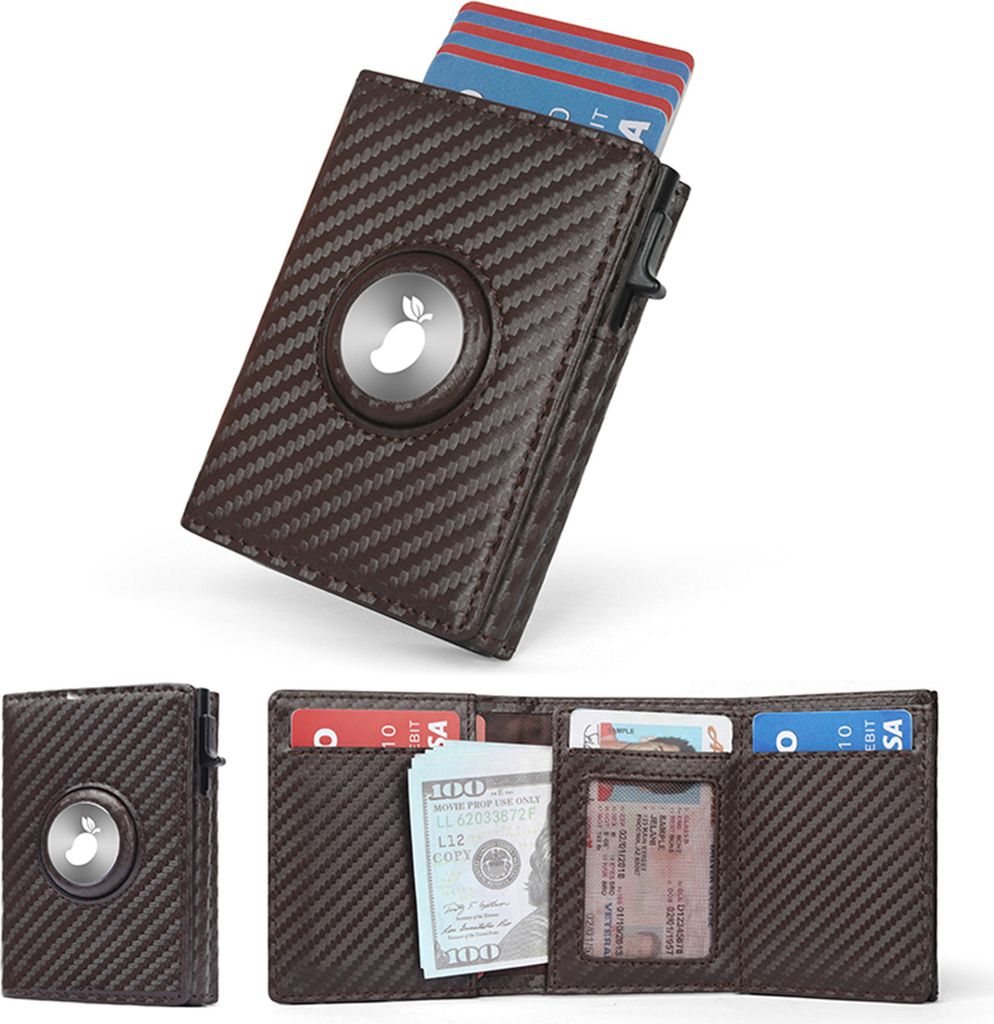 INF Schlanke Leder Airtag Brieftasche für Herren mit RFID-Schutz Hellbraun