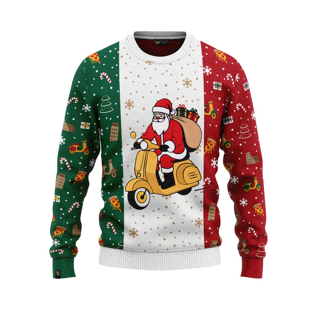 JAP Christmas Italien - Lustiger Hässlicher Weihnachtspullover Für Damen und Herren Ugly Christmas Sweater - Grün - M