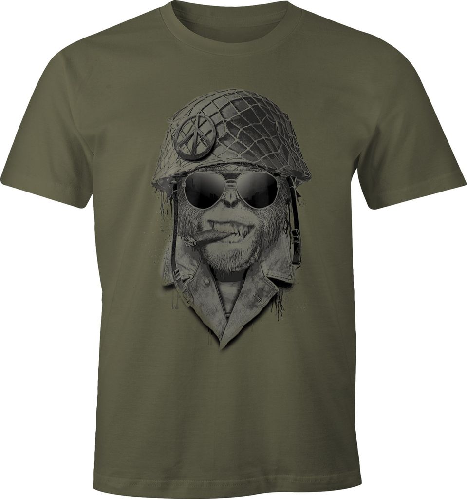 Herren T-Shirt Gorilla Helmet Fun-Shirt Moonworks army XXL