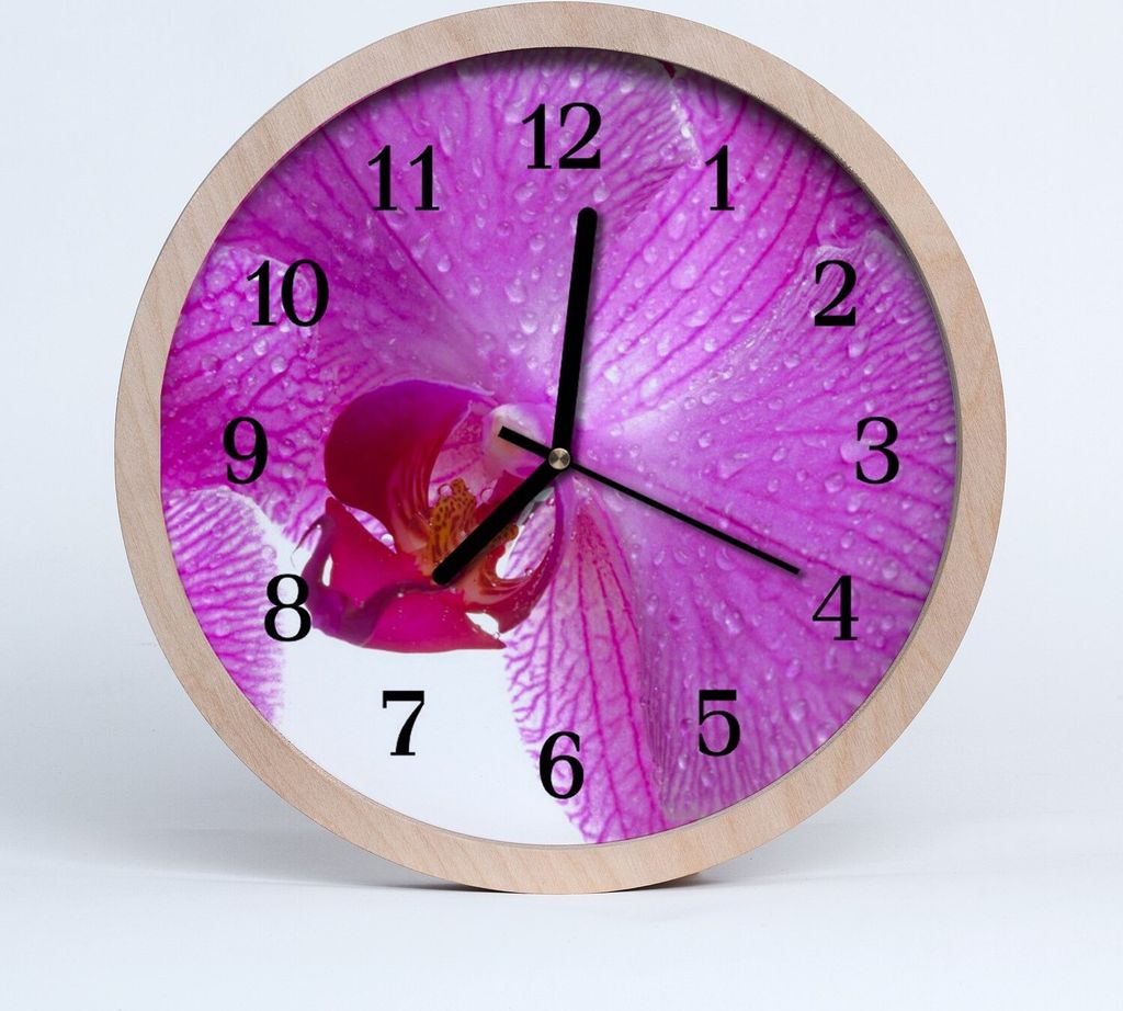 Holzuhr 30fi cm wanduhr - Orchidee Blumen