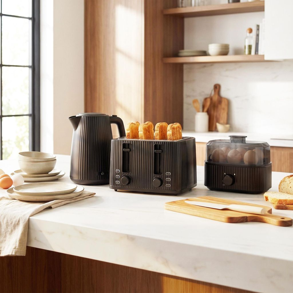 HOMCOM Wasserkocher Toaster Eierkocher Set 1,7L